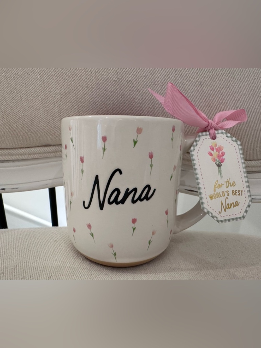 Nana Floral Ceramic Mug - Pink Tulip Accents NWT